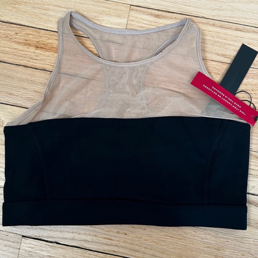 🖤 Carbon38 Melt Halter Sports Bra with Mesh Panel Black and Nude